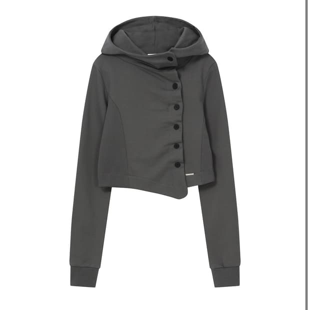 미세키서울 넥 버튼 후디 다크그레이