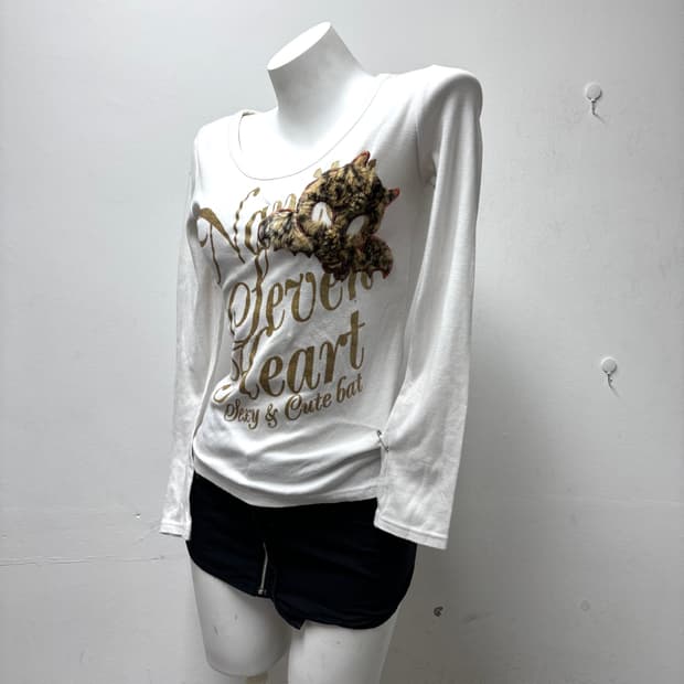 [00’s]Leopard Skull Print White Sleeve