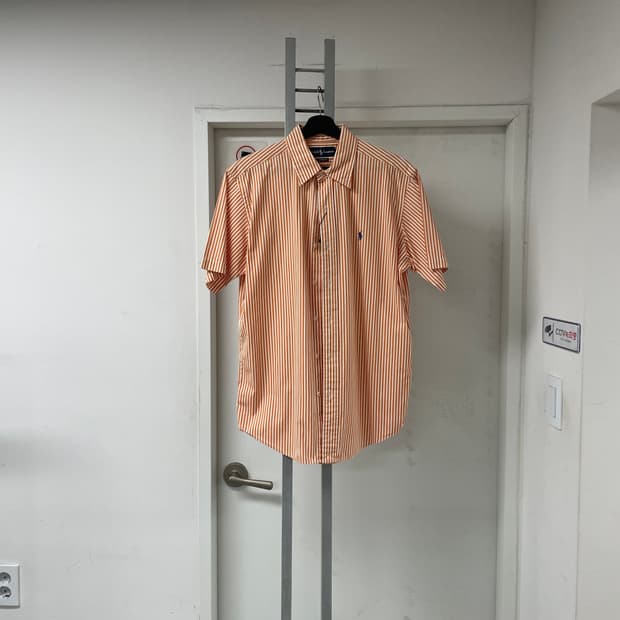 폴로 랄프로렌 스트라이프 반팔 셔츠 오렌지 40