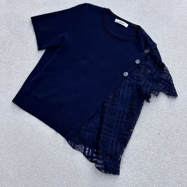 85 오즈세컨 레이스 디테일 반팔 티셔츠 0331E