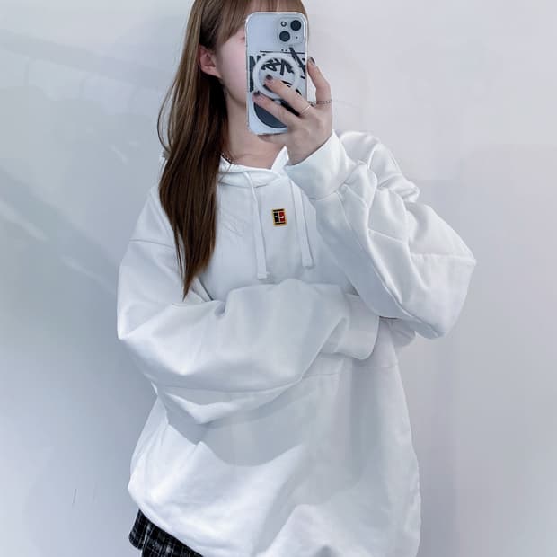 나이키 00‘s 테니스로고 화이트 후드