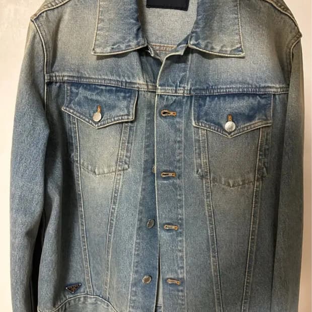 프라다 로고 데님 블루종 자켓 M