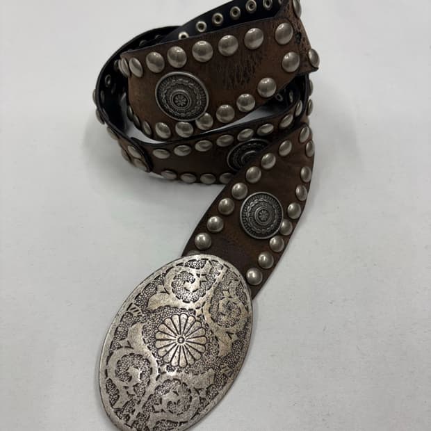 빈티지 웨스턴 스터드 버클 벨트
