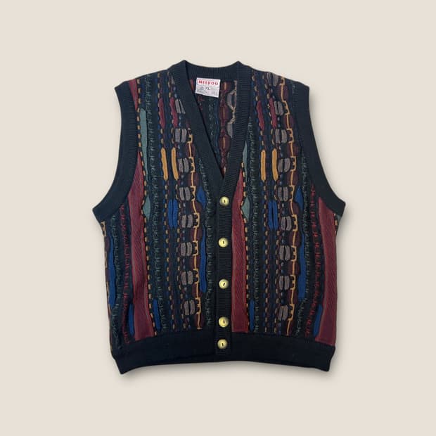 90s 미루 호주산 메리노울 케이블 니트 베스트