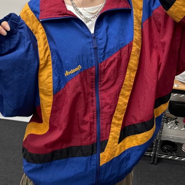 리복 00s 올드스쿨 배색 바람막이 자켓