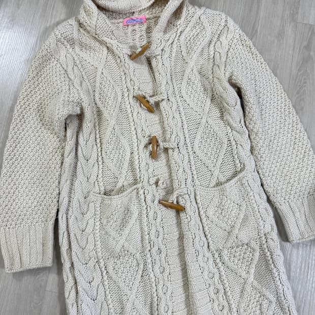 빈티지 아이보리 니트 떡볶이 가디건 자켓