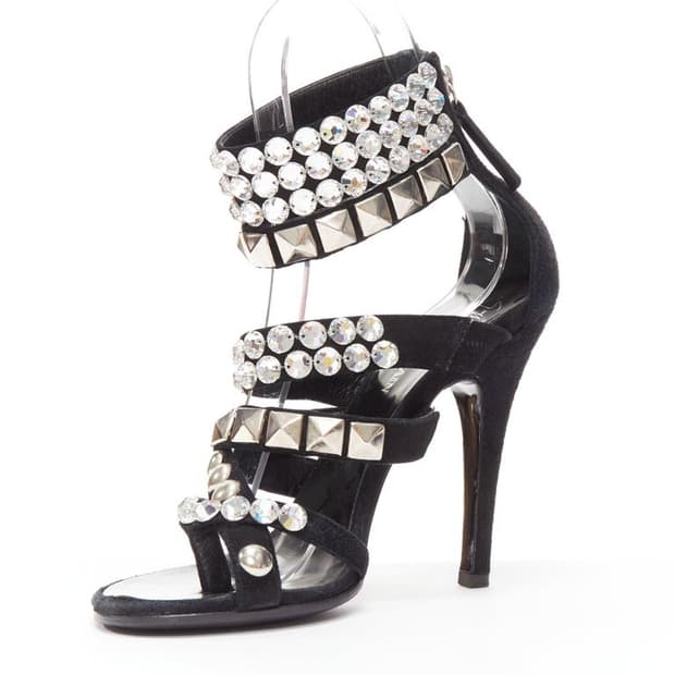 Balmain 발망 쥬얼 스터드 샌들 힐 35.5