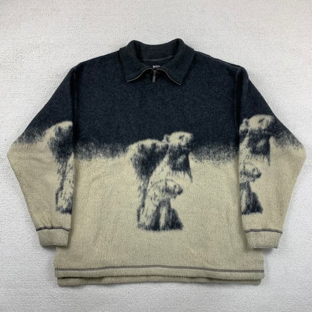 휴고 보스 이태리제 폴라 베어 쿼터집업 울리에스터 니트