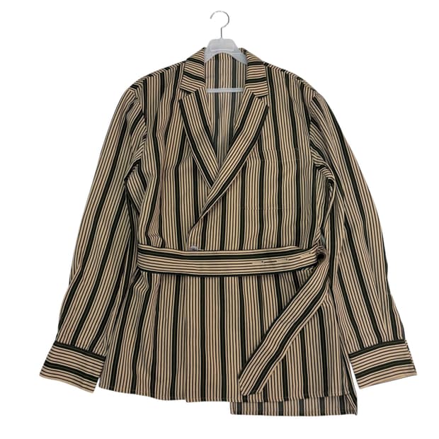 우영미 스트라이프 벨티드 블레이저