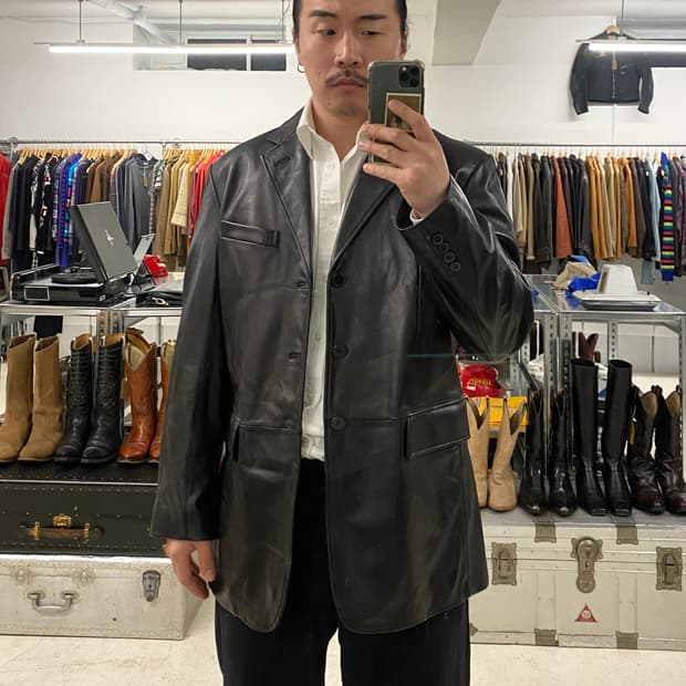 VTG leather blazer jacket 빈티지 레더 블레이저 자켓