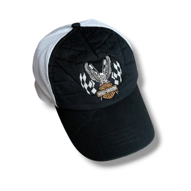 할리데이비슨 블랙 화이트 이글 메쉬캡