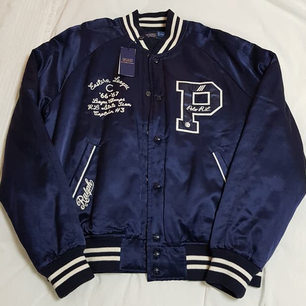 [L] 폴로 뉴욕 새틴 바시티 자켓 팝니다.