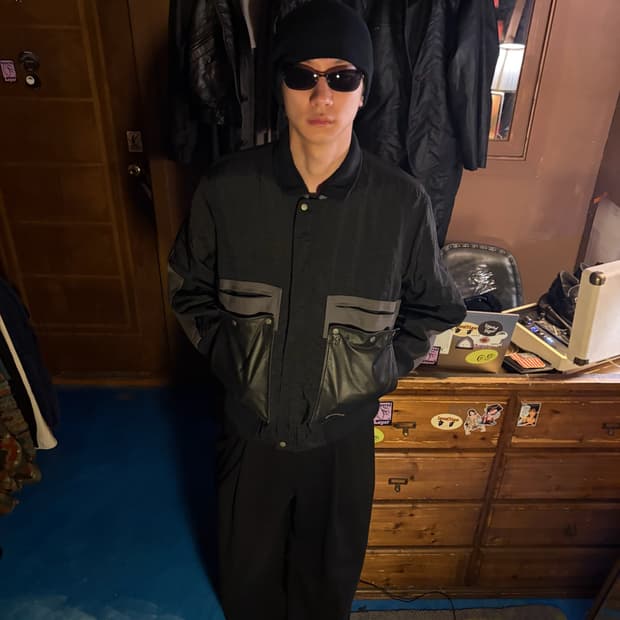 80s KOREAN VINTAGE LEATHER POCKET BOMBER