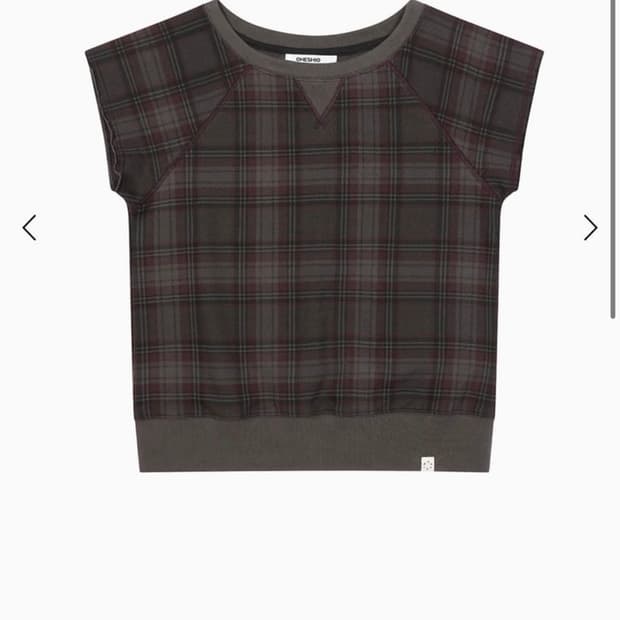 CHECK SHORT SLEEVES SWEATSHIRT, CHARCOAL