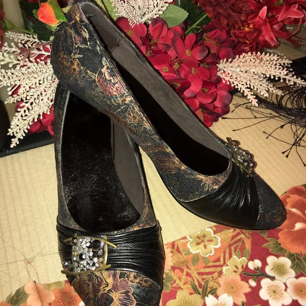 Art Nouveau Pumps ( black / green )
