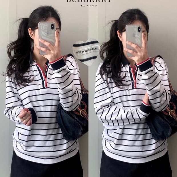 버버리 스트라이프 카라티