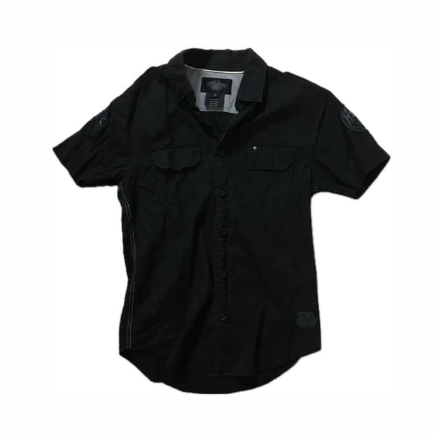 할리데이비슨 블랙 코튼 셔츠 반팔 반소매 S
