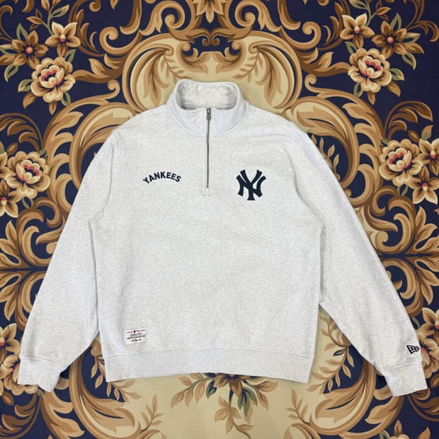 (L)뉴에라 NEWERA 뉴욕양키즈 하프집업 맨투맨(그레이)