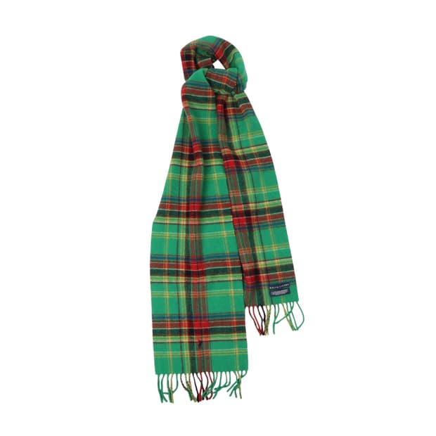 폴로 랄프로렌 그린 플레드 체크 램스울 캐시미어 머플러