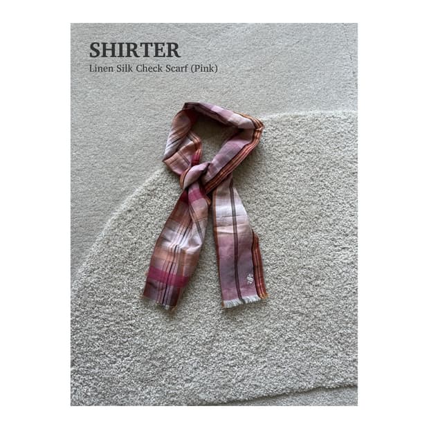 셔터 린넨 실크 체크 스카프 