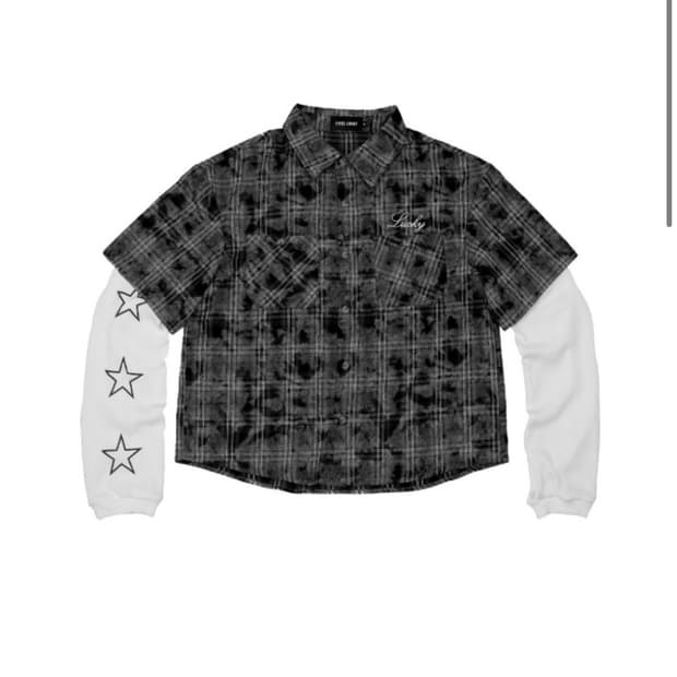 [새상품 M] 아이필럭키 더블레이어드 와플 체크 셔츠