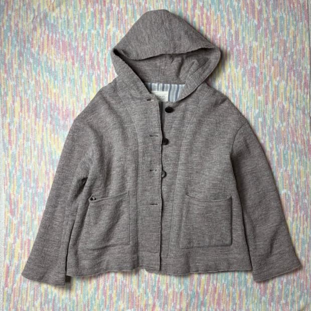 베이지 울 후드 가디건