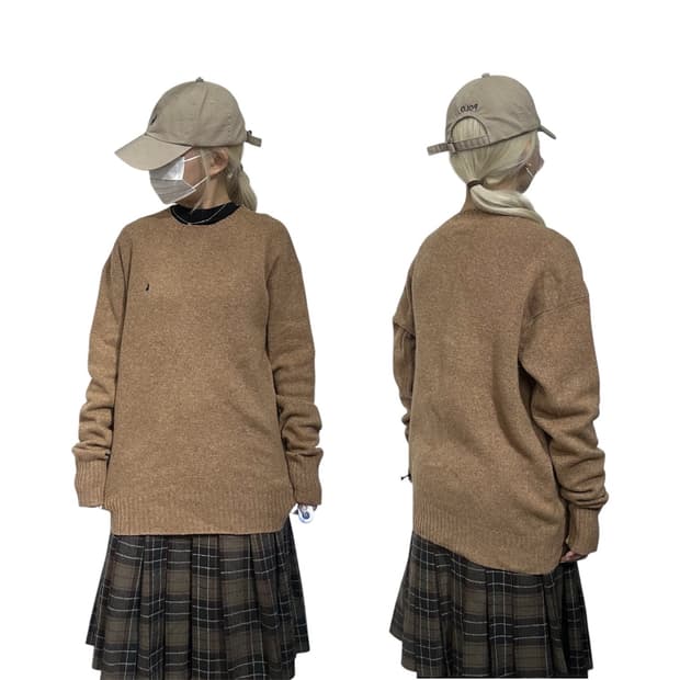 90s 폴로 베이지 울 니트 100