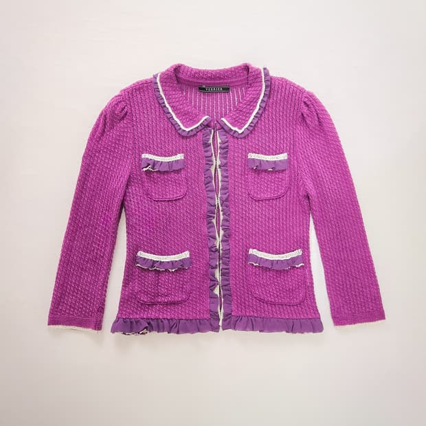 바이올렛 돌리 러플 가디건
