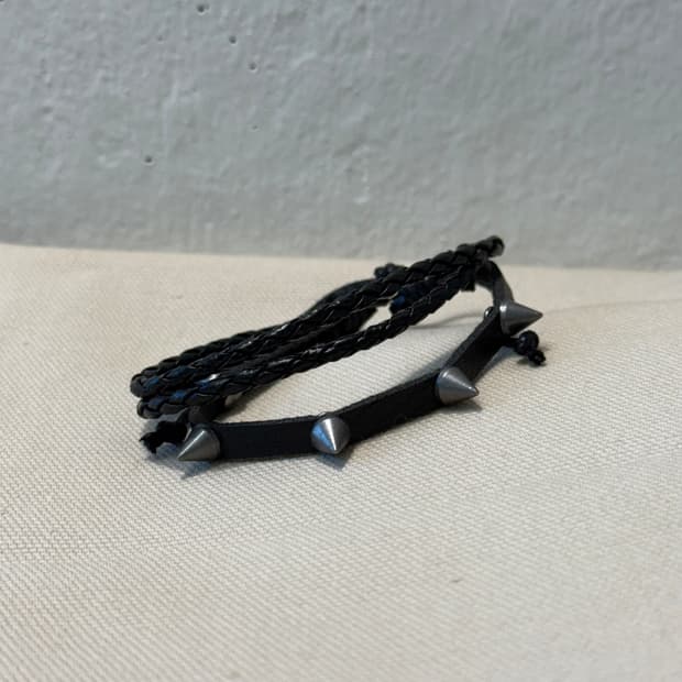 일본 빈티지 무드 가죽 레더 팔찌 