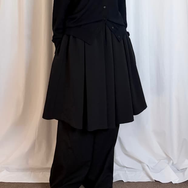 Structured Flare Midi Skirt - Black