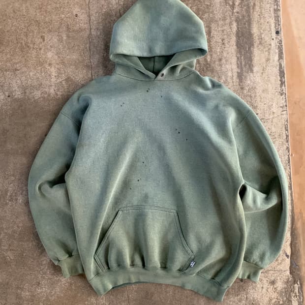 90s 디스커스 애슬레틱 선페이드 스웻 후디 그린