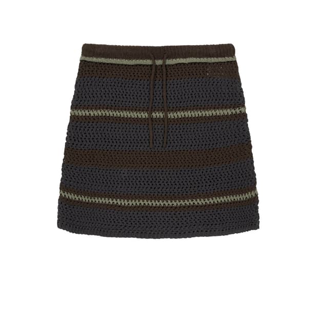 코이세이오 STRIPE LAYERED KNIT SKIRT BROWN 