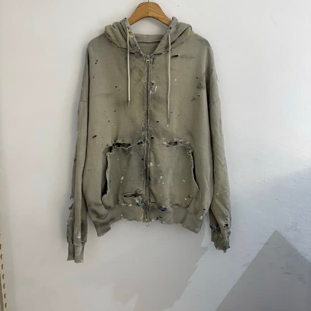 디스트레스드 커스텀 후드집업
