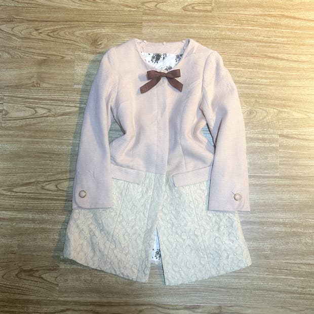 빈티지 핑크 레이스 리본 코트 히메갸루 로걀 라떼 페어리 모리걸 발레코어