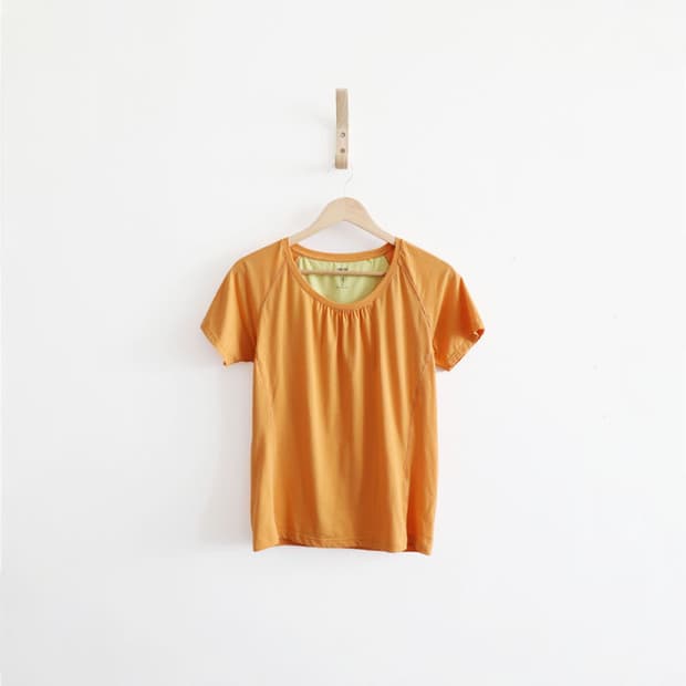 Uniqlo jpn orange shirring top