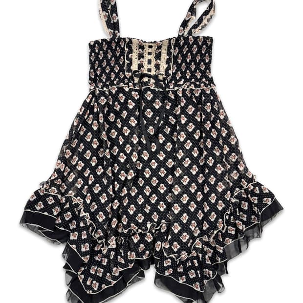 빈티지 Axes Femme 블랙 시스루 프릴 언발란스 슬리브리스