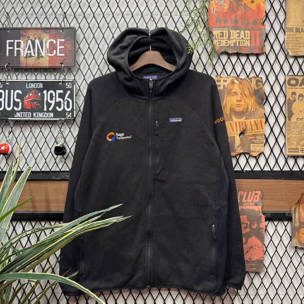 파타고니아 베터 스웨터 후드 집업 전면 집업 포켓 포인트 블랙