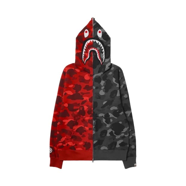 베이프 세퍼레이트 샤크 풀 집 후드 레드 블랙