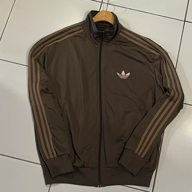 아디다스 대대대장 구형 파이어버드 카키•핑크로고 져지 트랙탑