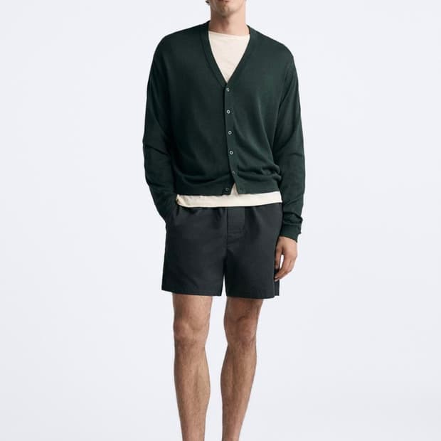 자라 오리진 실크 코튼 가디건 다크그린 남녀공용