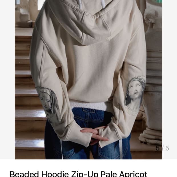 Beaded hoodie zip-up