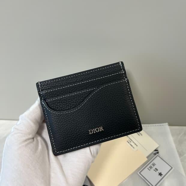 디올 새들 카드지갑 블랙 그레인