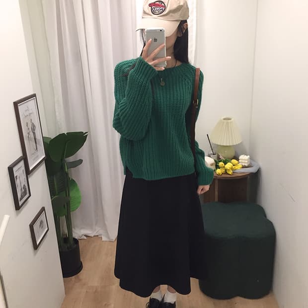 여성 빈티지 라운드니트 95