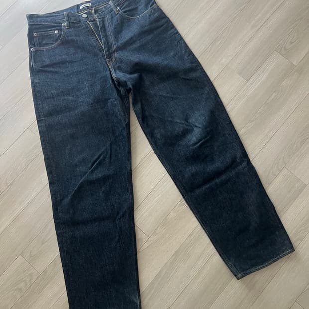 오라리 하드 트위스트  데님 와이드 인디고 34사이즈