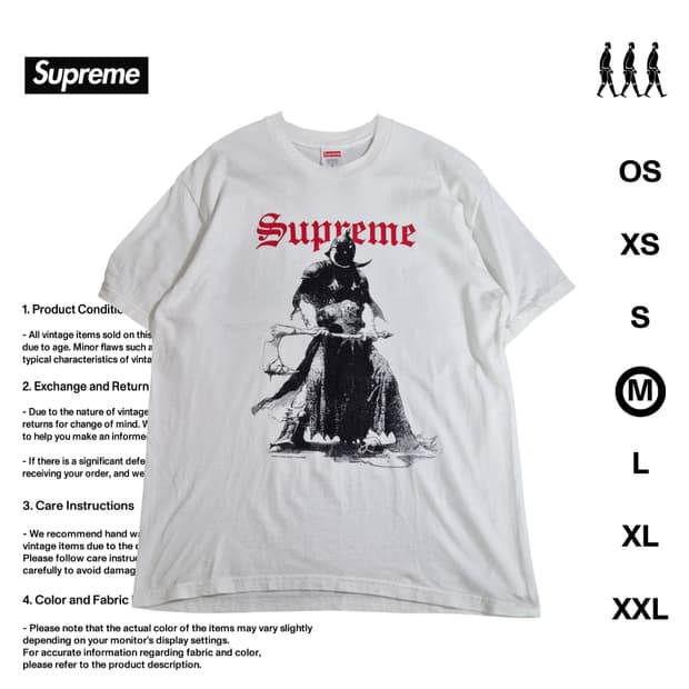 슈프림 프라제타 화이트 M사이즈 티셔츠
