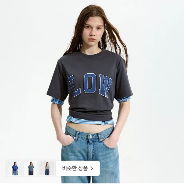 로우클래식 로우 반팔티 차콜