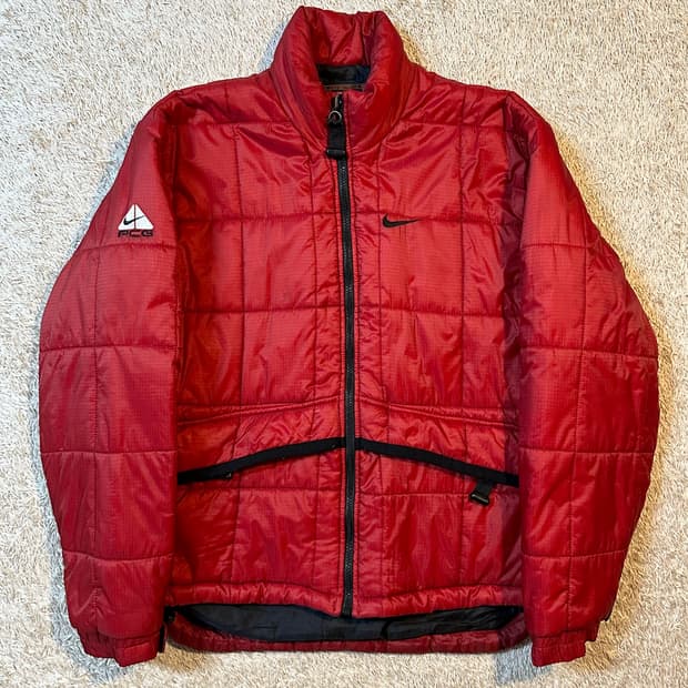 희귀) 00's 나이키 ACG 올드스쿨 프리마로프트 푸퍼 패딩 레드