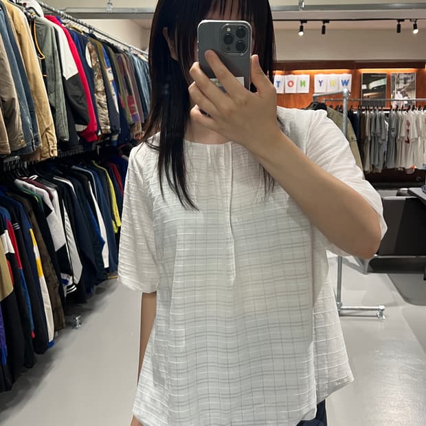 빈티지 반팔 블라우스