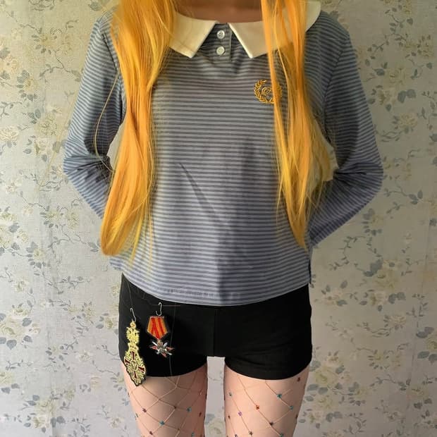 샵페어리 피터팬 칼라 스트라이프 티셔츠