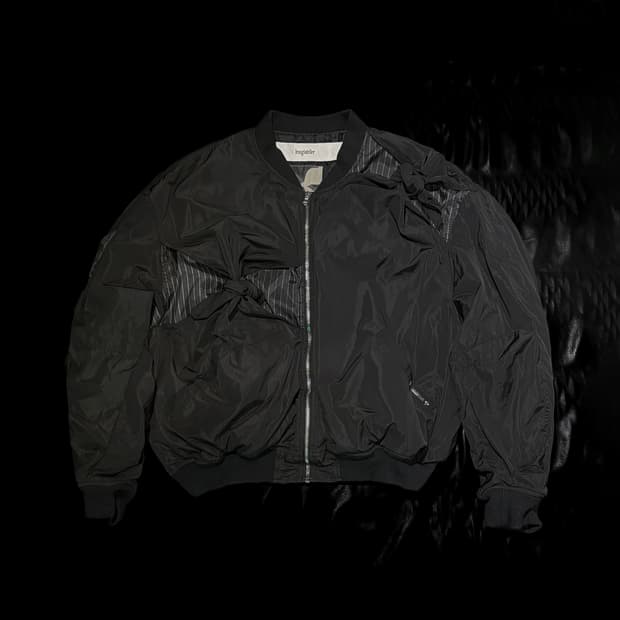 르수기아뜰리에 리본 매듭 크롭 봄버 점퍼